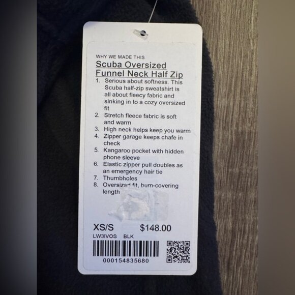 Lululemon Scuba Oversized Tumbled Fleece Funnel-Neck,Half Zip sweater.Black.XS/S - Picture 5 of 16